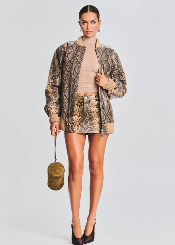 Outerwear*Retrofete Halle Leather Jacket Tannin Snake