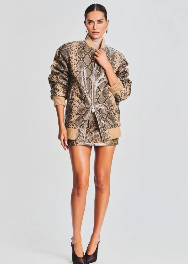 Neutral Moments*Retrofete Halle Leather Jacket Tannin Snake