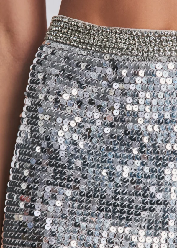 Subtle Shimmer*Retrofete Halo Sequin Crochet Skirt White/Silver
