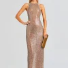 Guest Of*Retrofete Haven Embellished Dress Tannin/Silver
