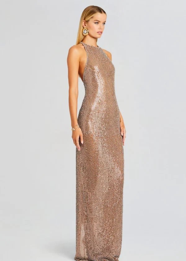 Gowns*Retrofete Haven Embellished Dress Tannin/Silver
