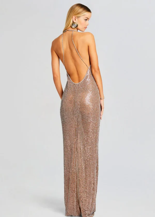 Neutral Moments*Retrofete Haven Embellished Dress Tannin/Silver