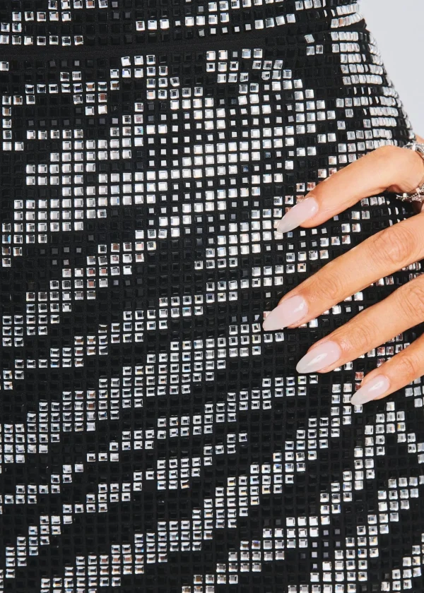 RETROFÊTE*Retrofete Heather Sequin Dress Black/Silver Zebra
