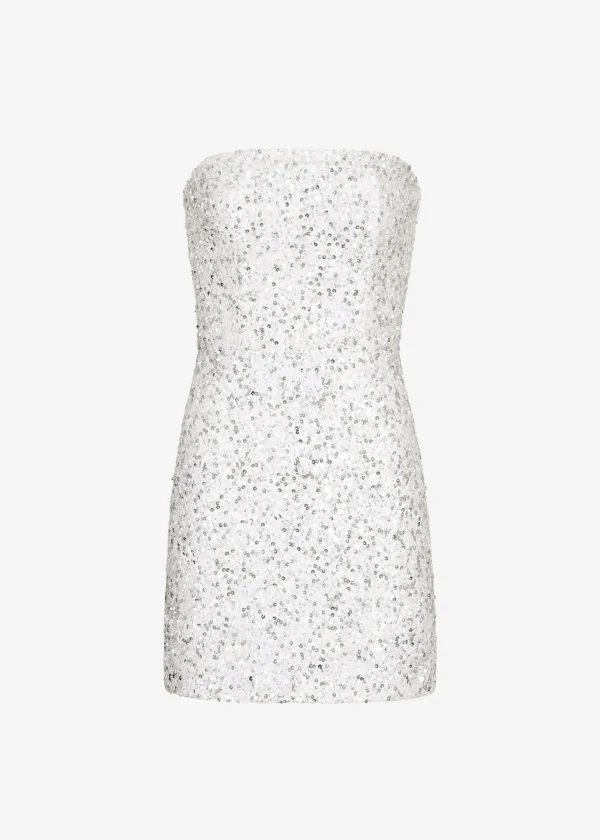 Sequin Styles*Retrofete Heather Sequin Dress Silver/White