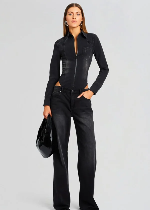 Denim*Retrofete Helena Denim Bodysuit Midnight Terry