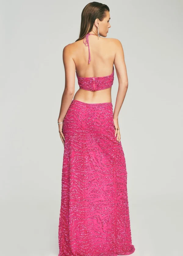 RETROFÊTE*Retrofete Hendrix Sequin Tiger Stripe Dress Fuchsia Tiger Stripe