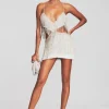 RETROFÊTE*Retrofete Hestia Sequin Fringe Dress Silver/White