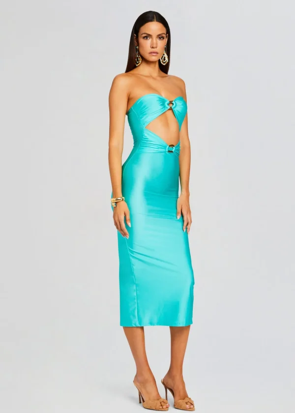 Tropical Hues*Retrofete Ida Lycra Midi Dress Blue Maldives