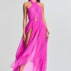 RETROFÊTE*Retrofete Ina Silk Chiffon Dress Neon Pink