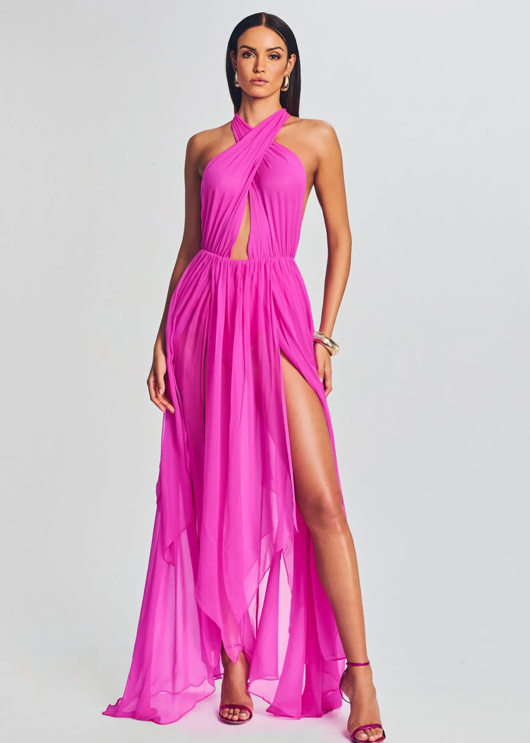 ina_silk_chiffon_dress_4.webp RETROFÊTE*Retrofete Ina Silk Chiffon Dress Neon Pink