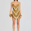 Mini*Retrofete Inessa Feather Sequin Dress Gold/White