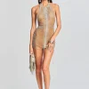 Subtle Shimmer*Retrofete Irina Halter Dress Nude/Silver