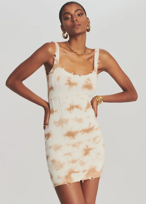 Dresses*Retrofete Isla Dress Tan White Tie Dye