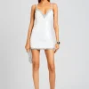 Best Sellers*Retrofete Ivanna Feather Sequin Dress White/Silver