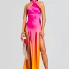 Guest Of*Retrofete Jagger Silk Dress Pink Lime Ombre