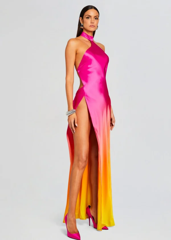 Resort '24*Retrofete Jagger Silk Dress Pink Lime Ombre