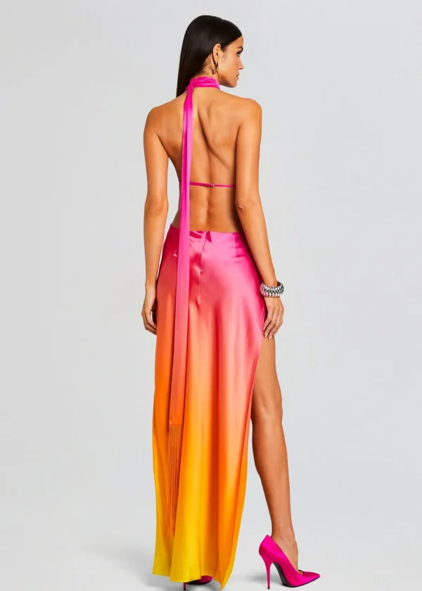 Resort '24*Retrofete Jagger Silk Dress Pink Lime Ombre