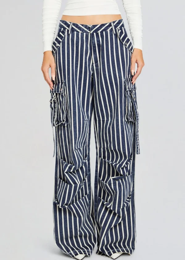 Trending*Retrofete Jane Cargo Pant Navy Stripe