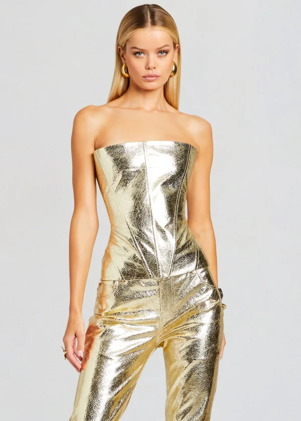 Tops*Retrofete Jenesis Leather Top Gold