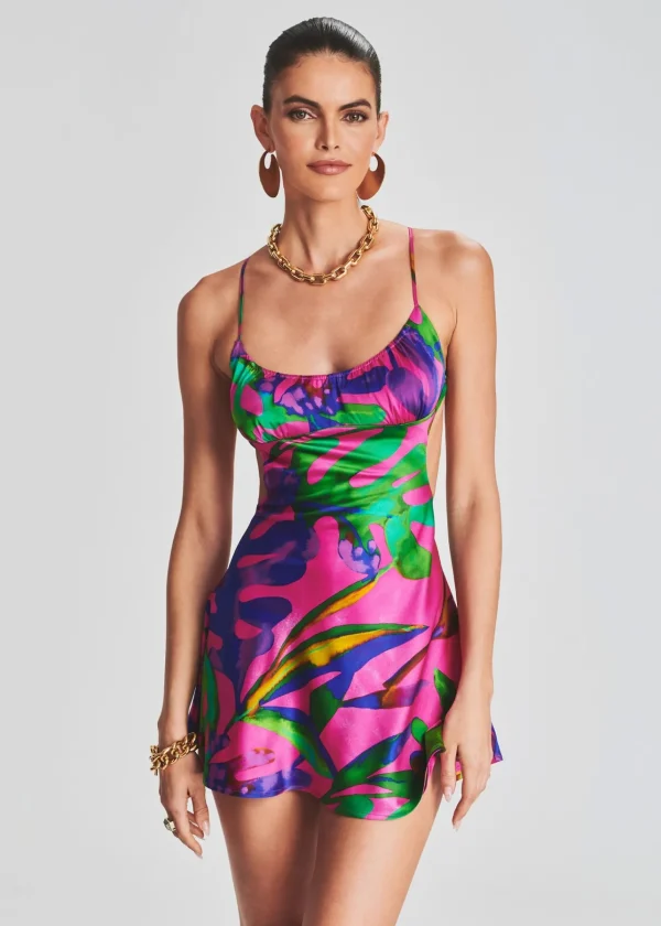 RETROFÊTE*Retrofete Josefine Silk Chiffon Dress Tropical Leaf
