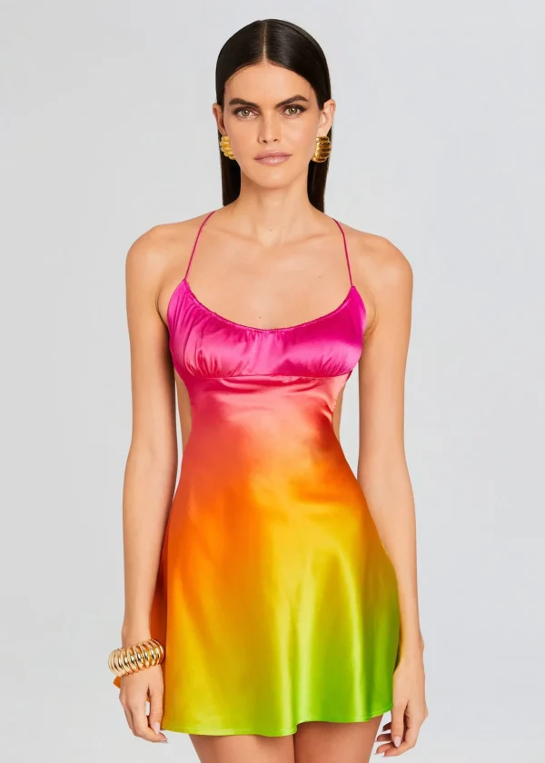 Mini*Retrofete Josefine Silk Dress Pink Lime Ombre
