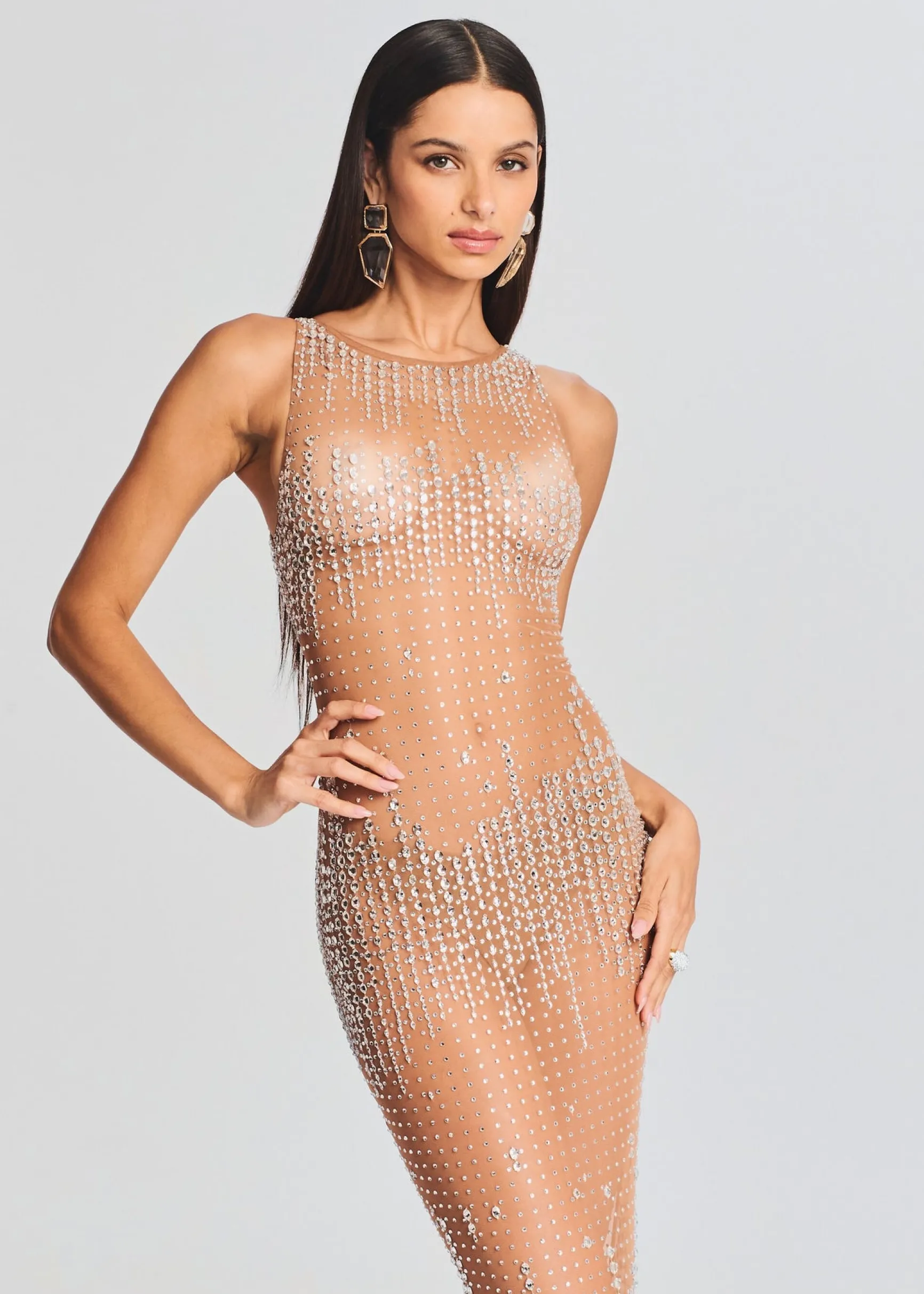 jovie_sequin_dress_4.webp Neutral Moments*Retrofete Jovie Sequin Dress Silver/Nude