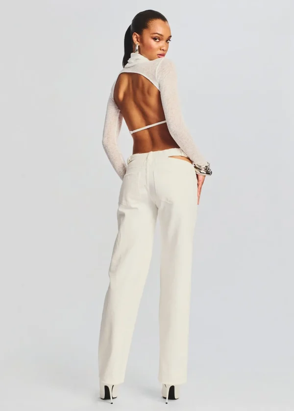 Honeymoon Looks*Retrofete Julie Crop Long Sleeve Top White