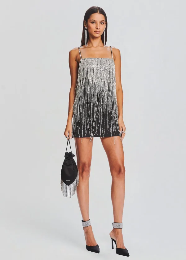 Mini*Retrofete Juliette Embellished Fringe Dress Black/Silver