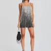 Dresses*Retrofete Juliette Embellished Fringe Dress Black/Silver