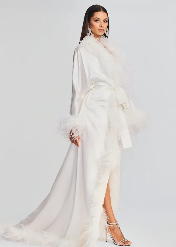 Bachelorette Party*Retrofete Juno Feather Robe White
