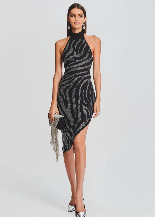 RETROFÊTE*Retrofete Kaisley Knit Dress Black/Silver Zebra