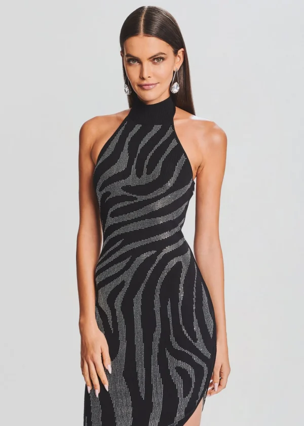 RETROFÊTE*Retrofete Kaisley Knit Dress Black/Silver Zebra