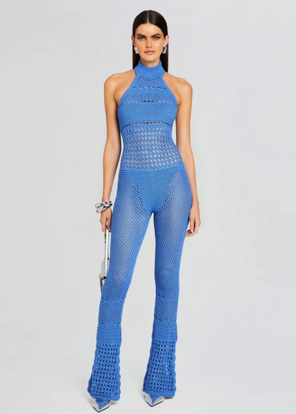 Trending*Retrofete Kalena Knit Crochet Jumpsuit Tropical Blue