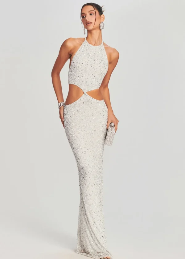 Bridal Party*Retrofete Katerina Sequin Dress Silver White