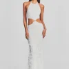 Sequin Styles*Retrofete Katerina Sequin Feather Dress White