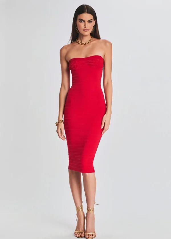 RETROFÊTE*Retrofete Khandie Bandage Knit Dress Red