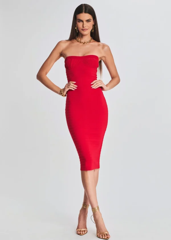 RETROFÊTE*Retrofete Khandie Bandage Knit Dress Red