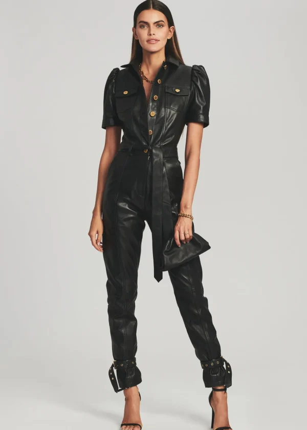 Jumpsuits*Retrofete Knox Leather Jumpsuit Black