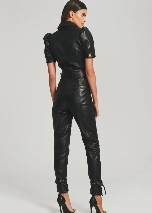 RETROFÊTE*Retrofete Knox Leather Jumpsuit Black