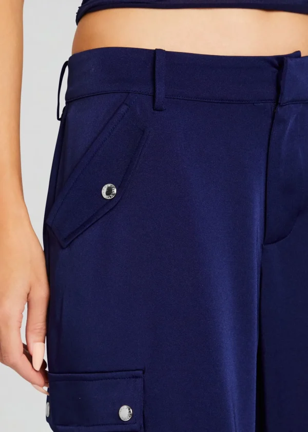 Business Chic*Retrofete Lai Satin Cargo Pant Navy