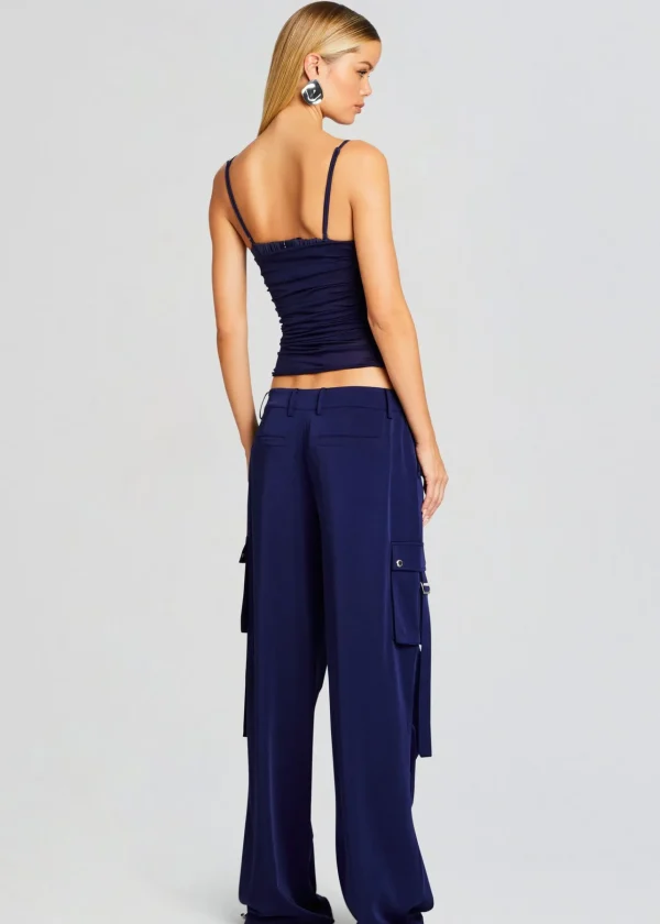 Bottoms*Retrofete Lai Satin Cargo Pant Navy
