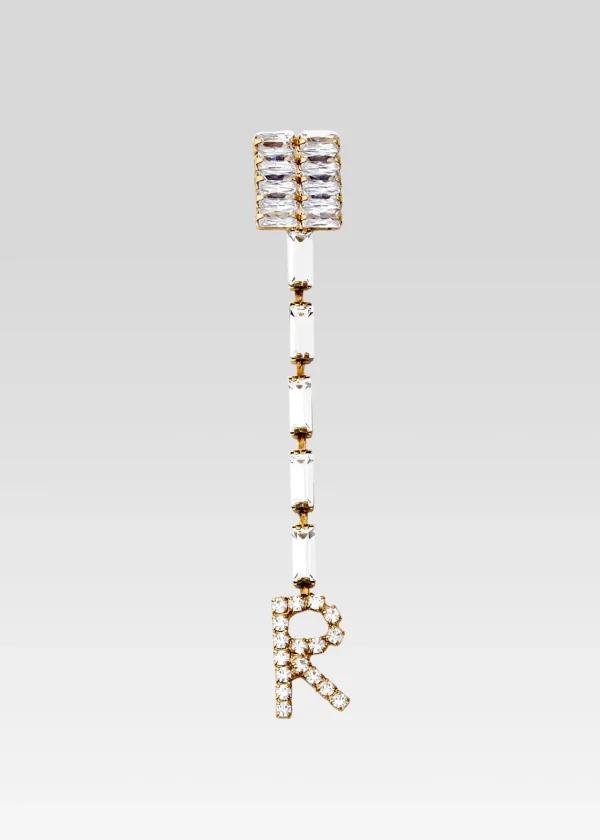 Reception Dresses*Retrofete Lara Block Crystal Letter Drop Earring Gold