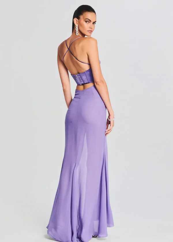 Guest Of*Retrofete Larissa Silk Corset Dress Dusty Lilac