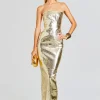 Dresses*Retrofete Lavonne Leather Dress Gold