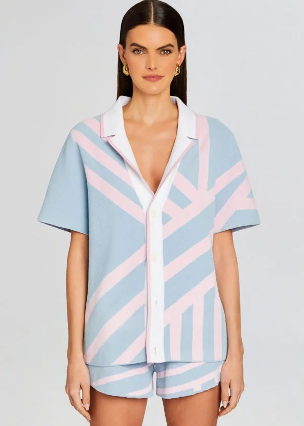 Spring Knits*Retrofete Lei Shirt Jacquard Blue/Pink