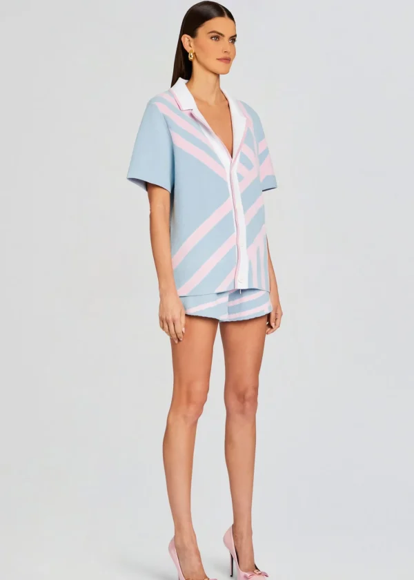 Spring Knits*Retrofete Lei Shirt Jacquard Blue/Pink
