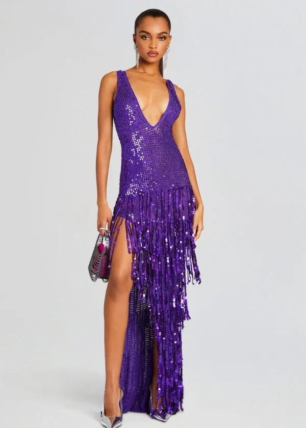 Gowns*Retrofete Libra Sequin Crochet Dress Amethyst