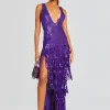 Guest Of*Retrofete Libra Sequin Crochet Dress Amethyst