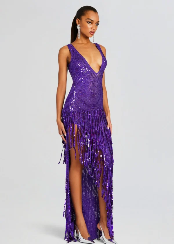 Dresses*Retrofete Libra Sequin Crochet Dress Amethyst