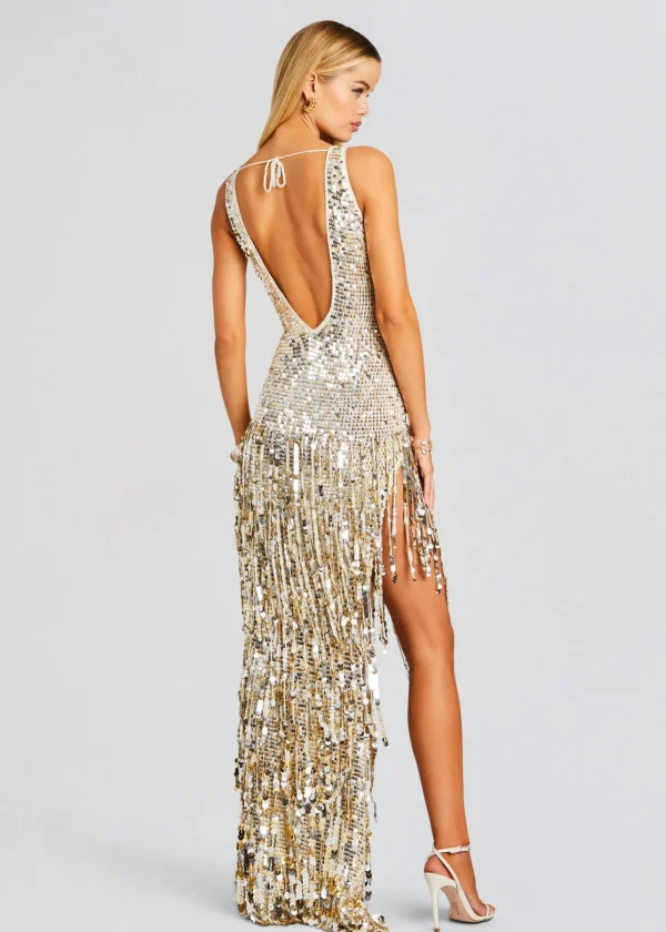 Coming Soon*Retrofete Libra Sequin Crochet Dress Champagne